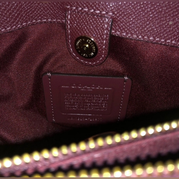 Coach NWOT, Mini Sage Carryall, Metallic Wine & Gold, & Sm. Corner Zip Wristlet - Picture 6 of 13